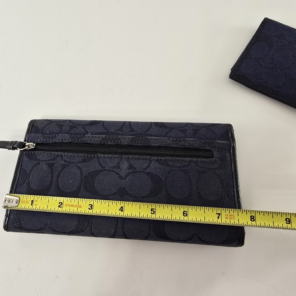 Coach Soho Ashley Leather Signature CC Checkbook Wallet W/ Insert Midnight Blue - Picture 7 of 11